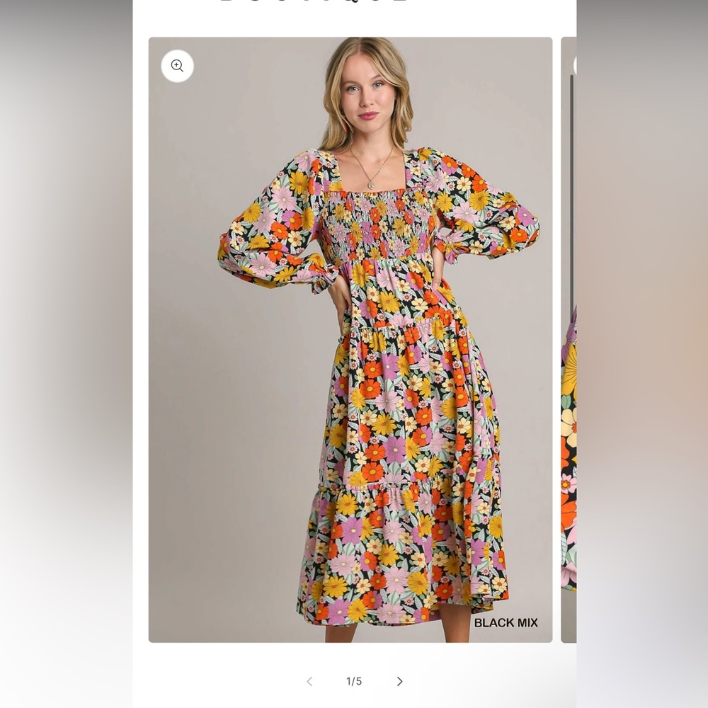 Umgee Multicolor Floral Long Sleeve Dress